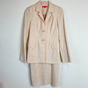 Shamask Dress & Jacket Cream Neutral Light Beige Linen Silk Blend Size 4